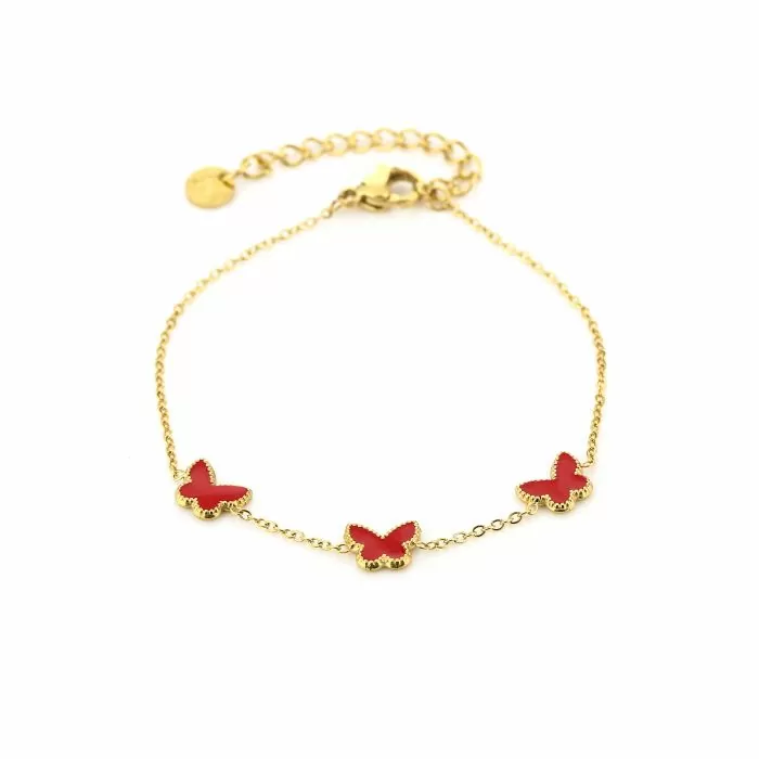 Minimalistische armband met rode vlinders