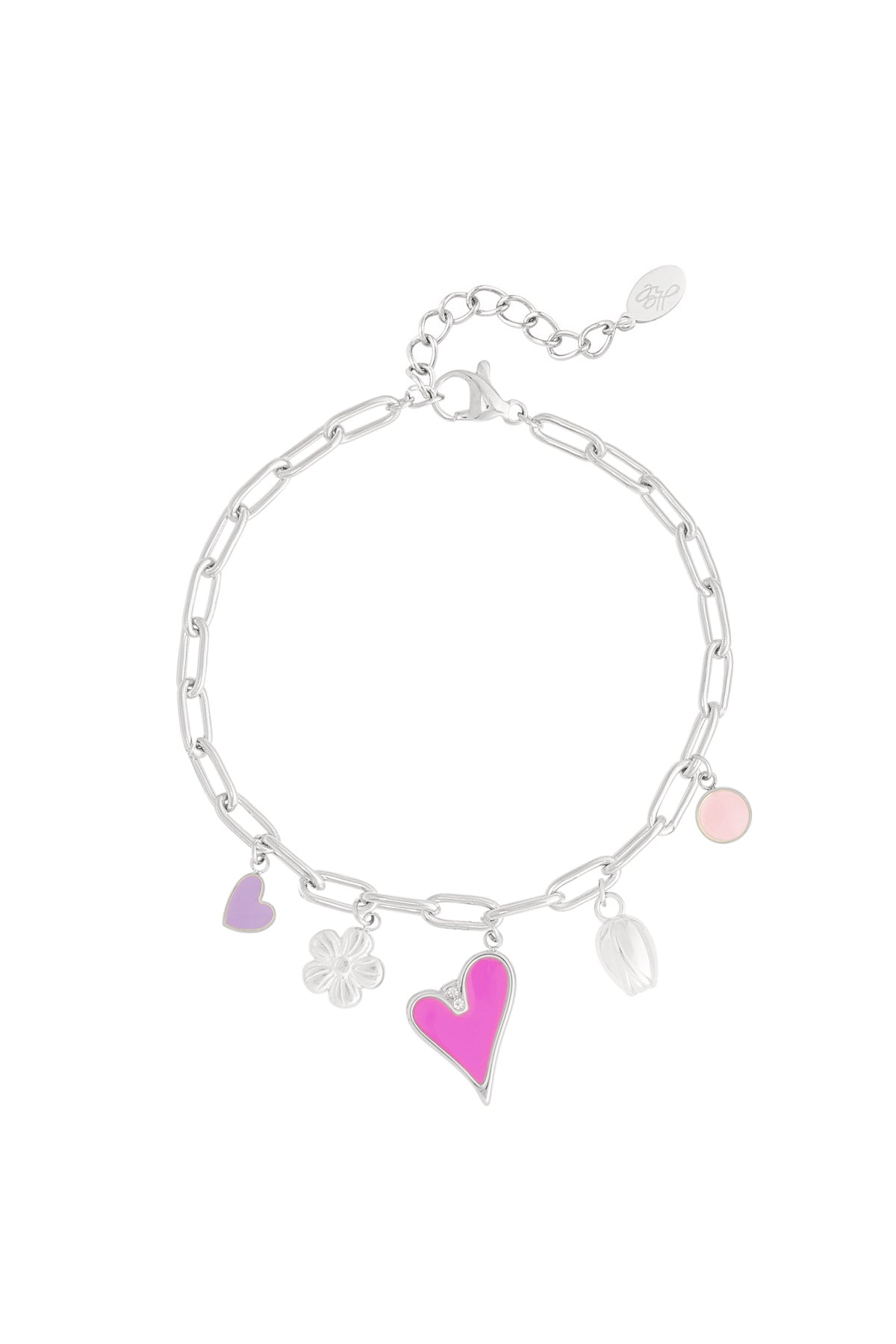 Bedelarmband met roze hartje