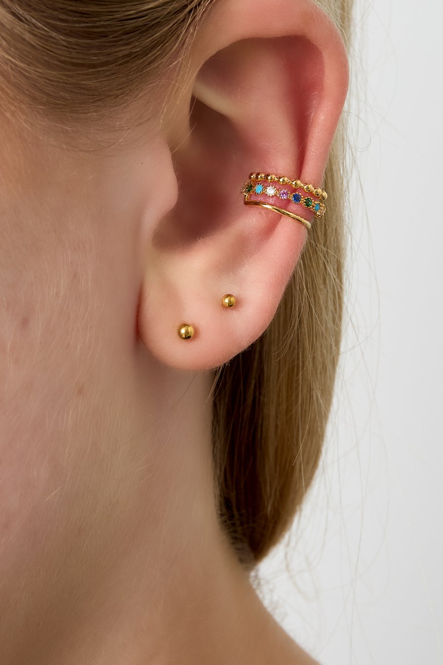 Ear cuff gekleurde steentjes