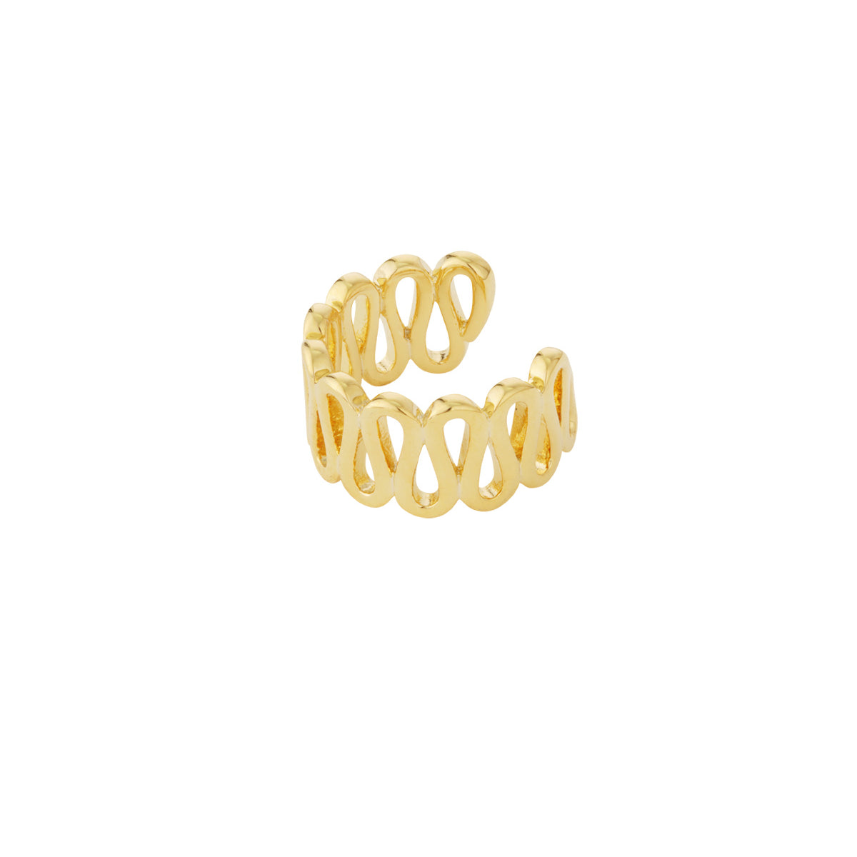Goudkleurige premium stainless steel ear cuff met open design