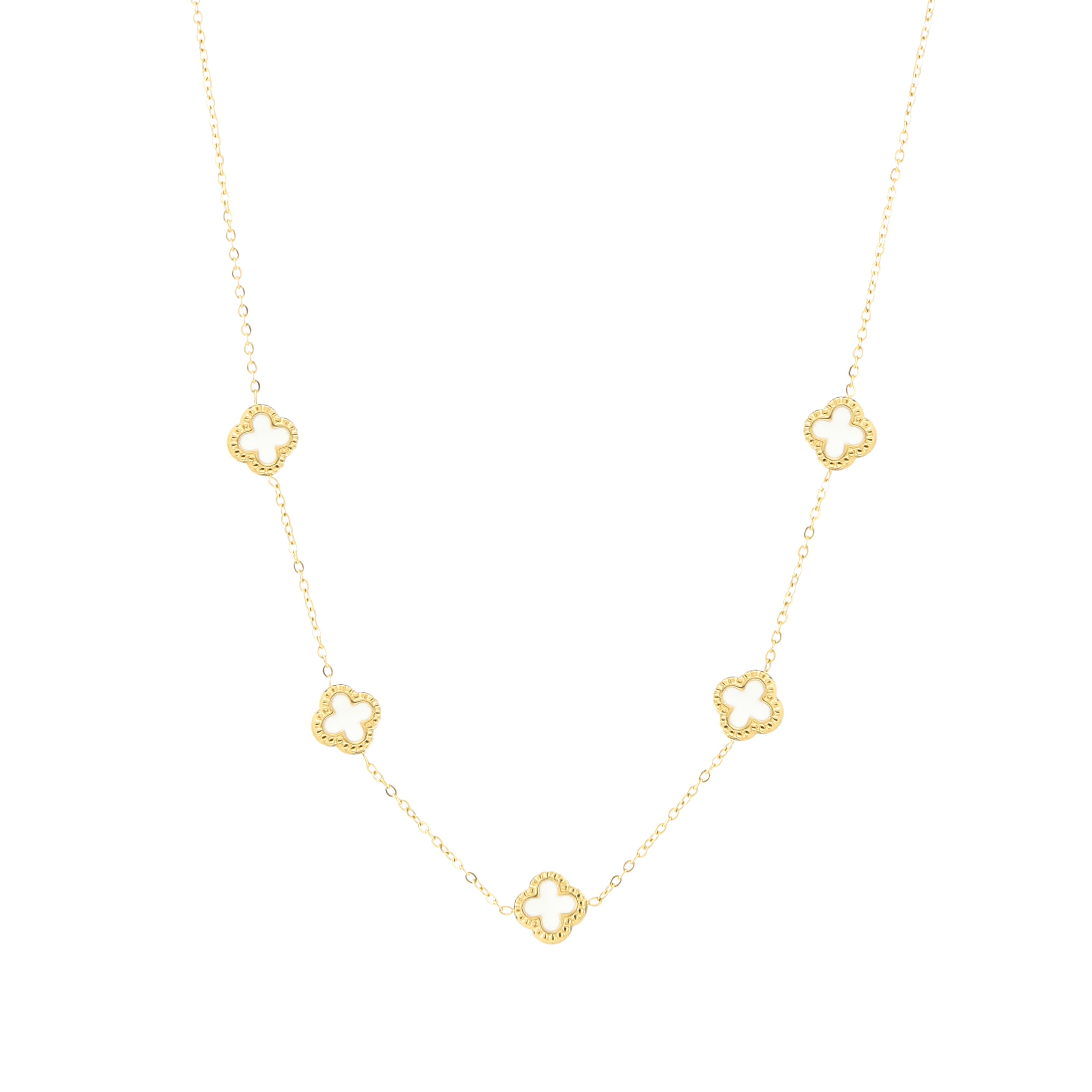 Minimalistische ketting gekleurde klavertjes