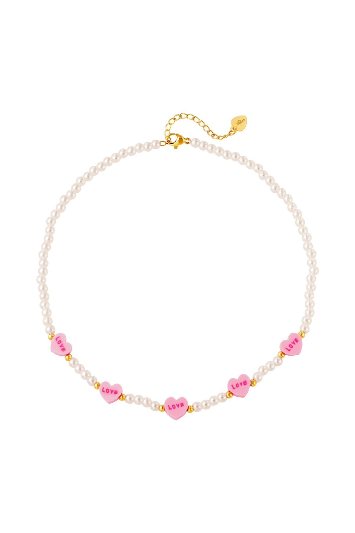 Ketting voor kinderen met roze hartjes