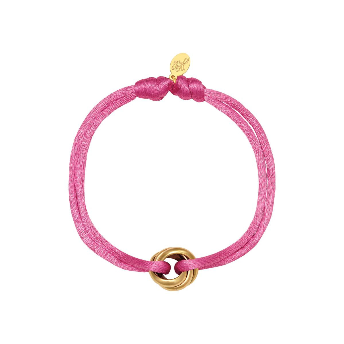 Koord armband met ronde goudkleurige bedel