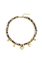 Koord ketting panterprint met bedels