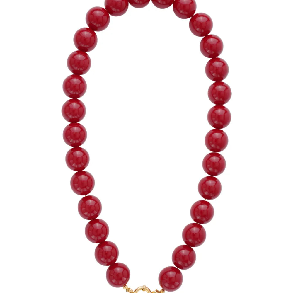 Kralenketting ronde kralen bordeaux rood