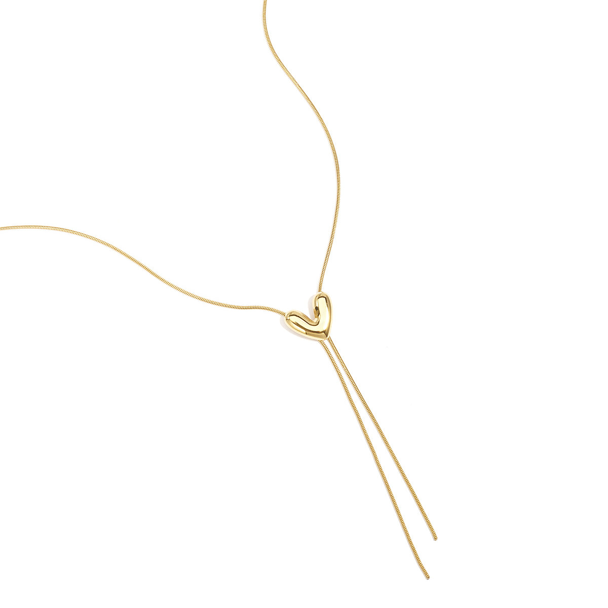 Goudkleurige premium stainless steel Y-ketting met hartje