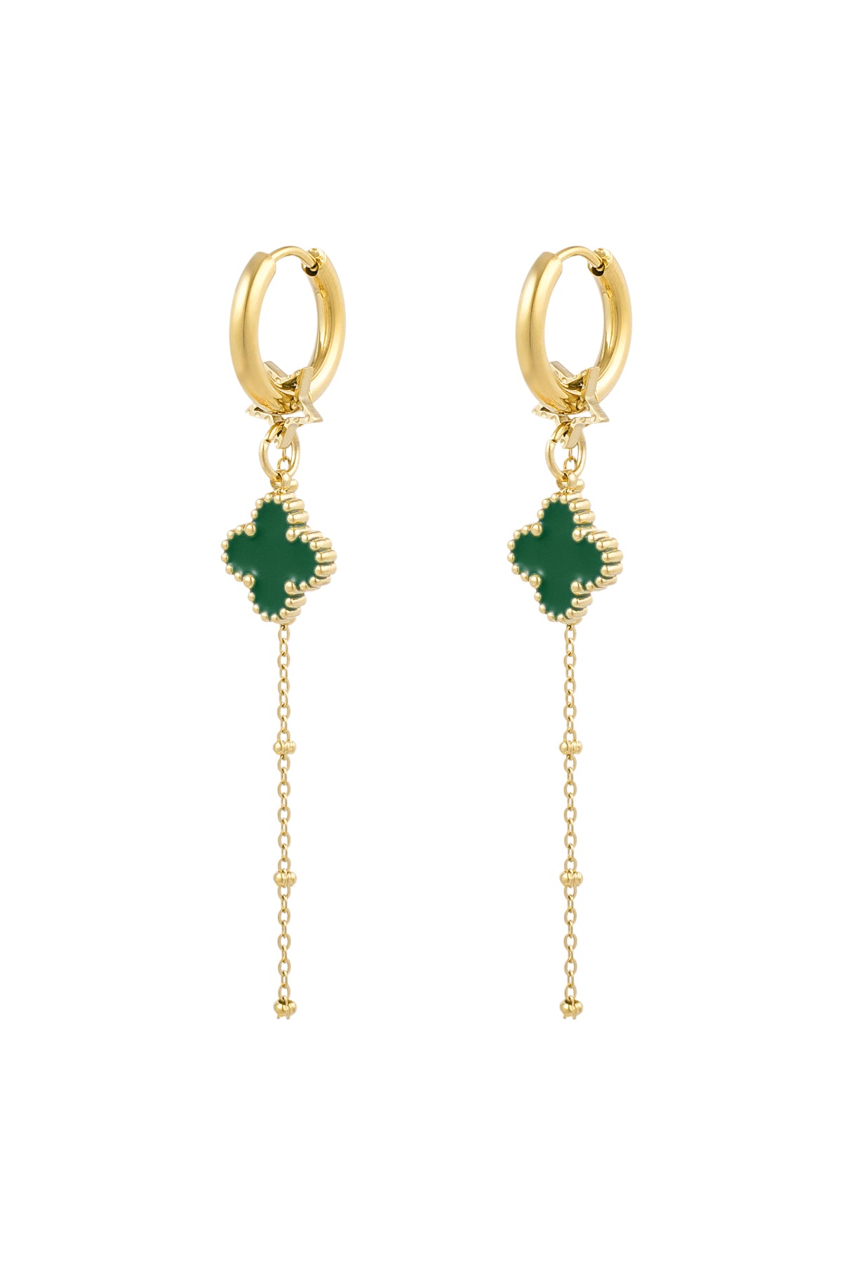 Lange oorbellen met klavertje