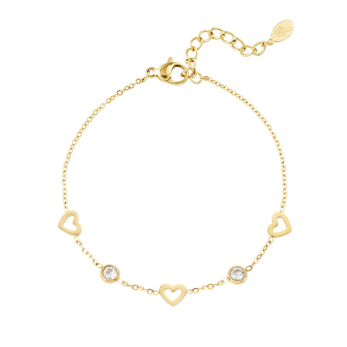 Minimalistische armband open hartjes en steentjes