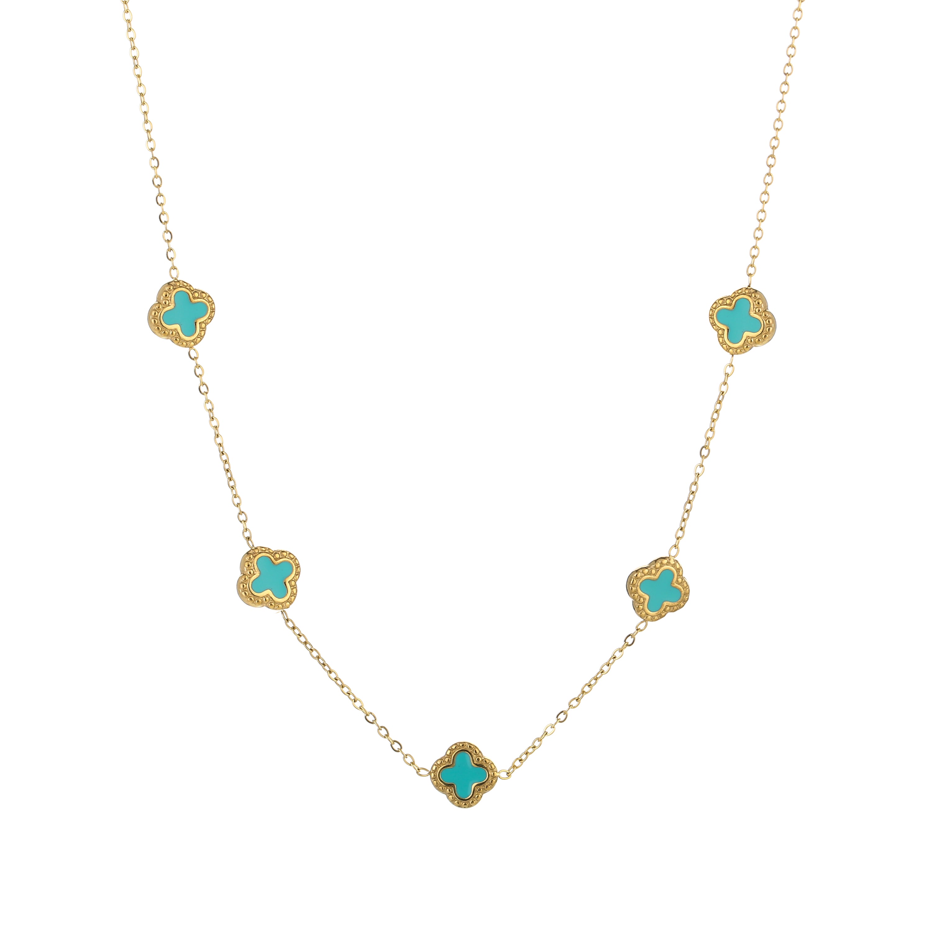 Minimalistische ketting gekleurde klavertjes