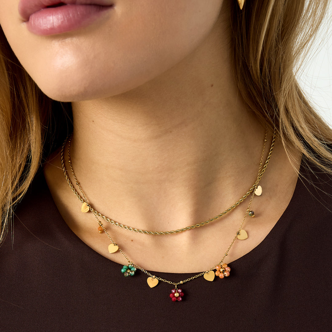 Minimalistische ketting hartjes en bloemetjes