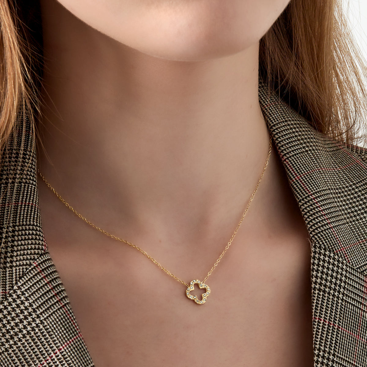Minimalistische ketting open klavertje