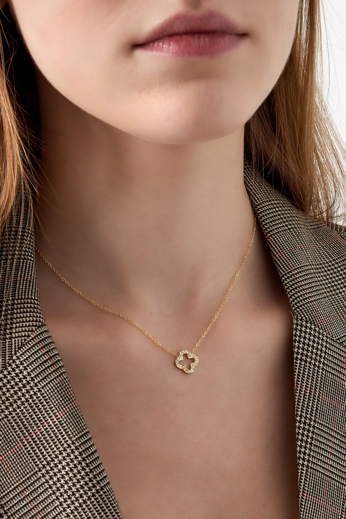 Minimalistische ketting open klavertje