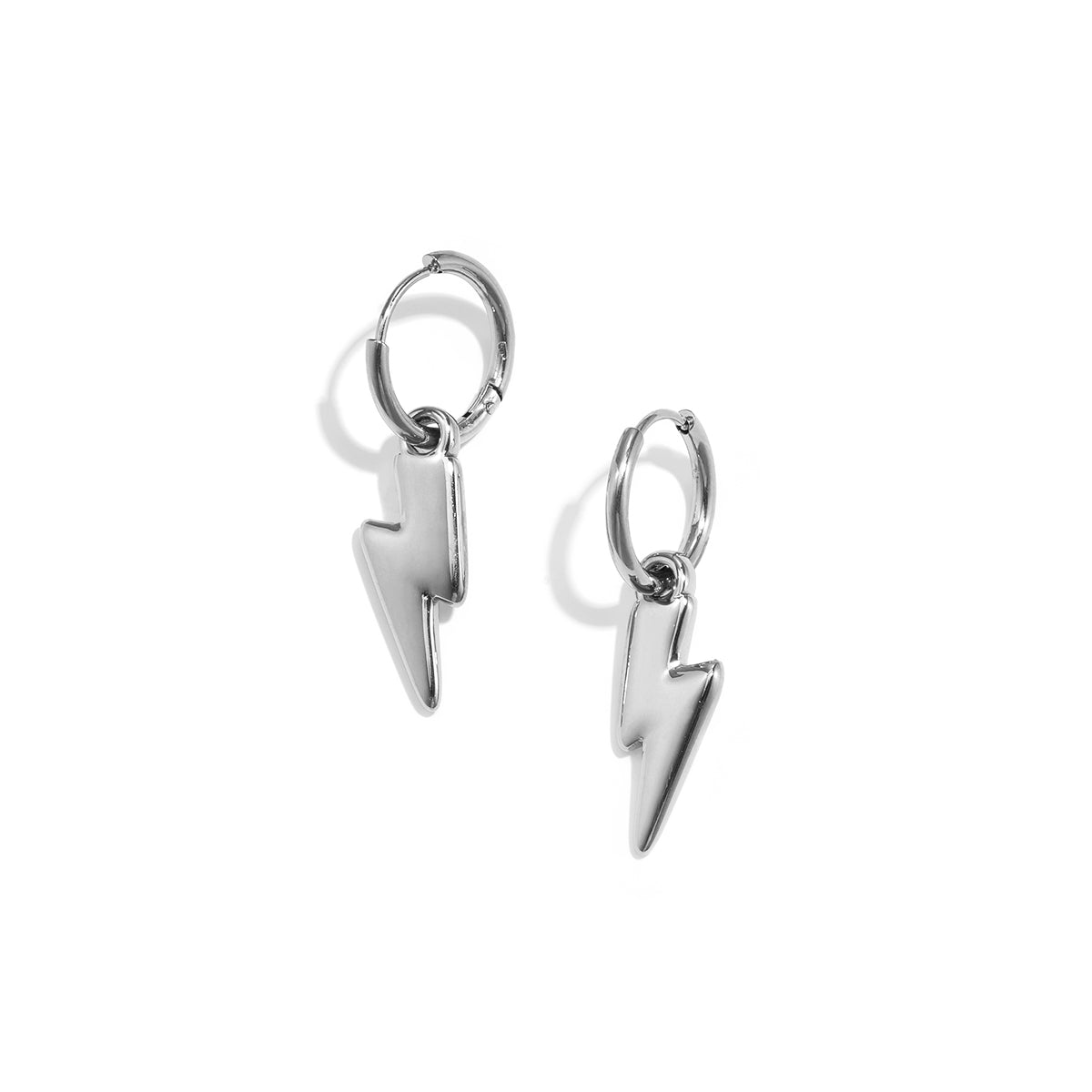 Zilverkleurige premium stainless steel oorhangers met bliksemschicht hanger