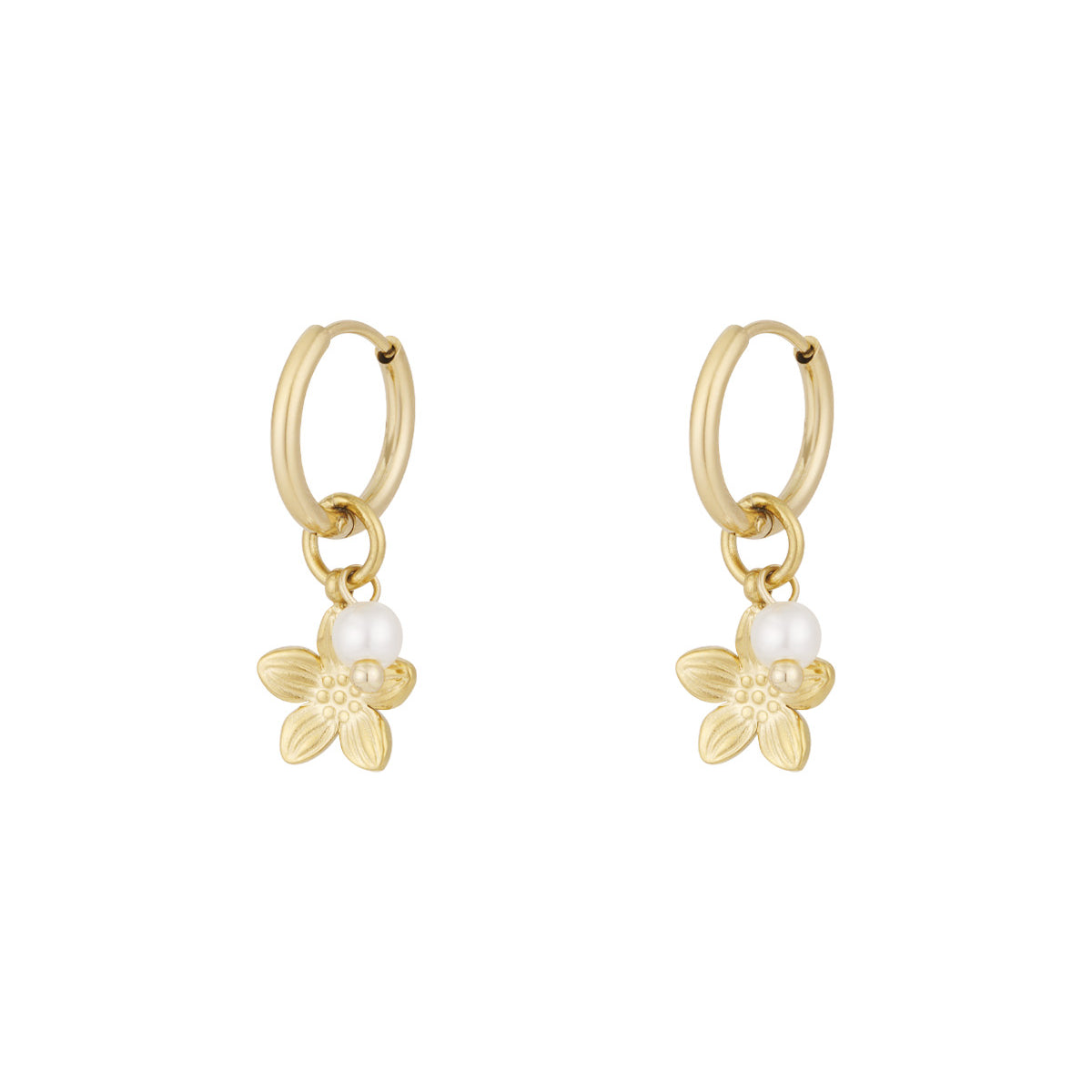 Gouden oorbellen met bloem stainless steel