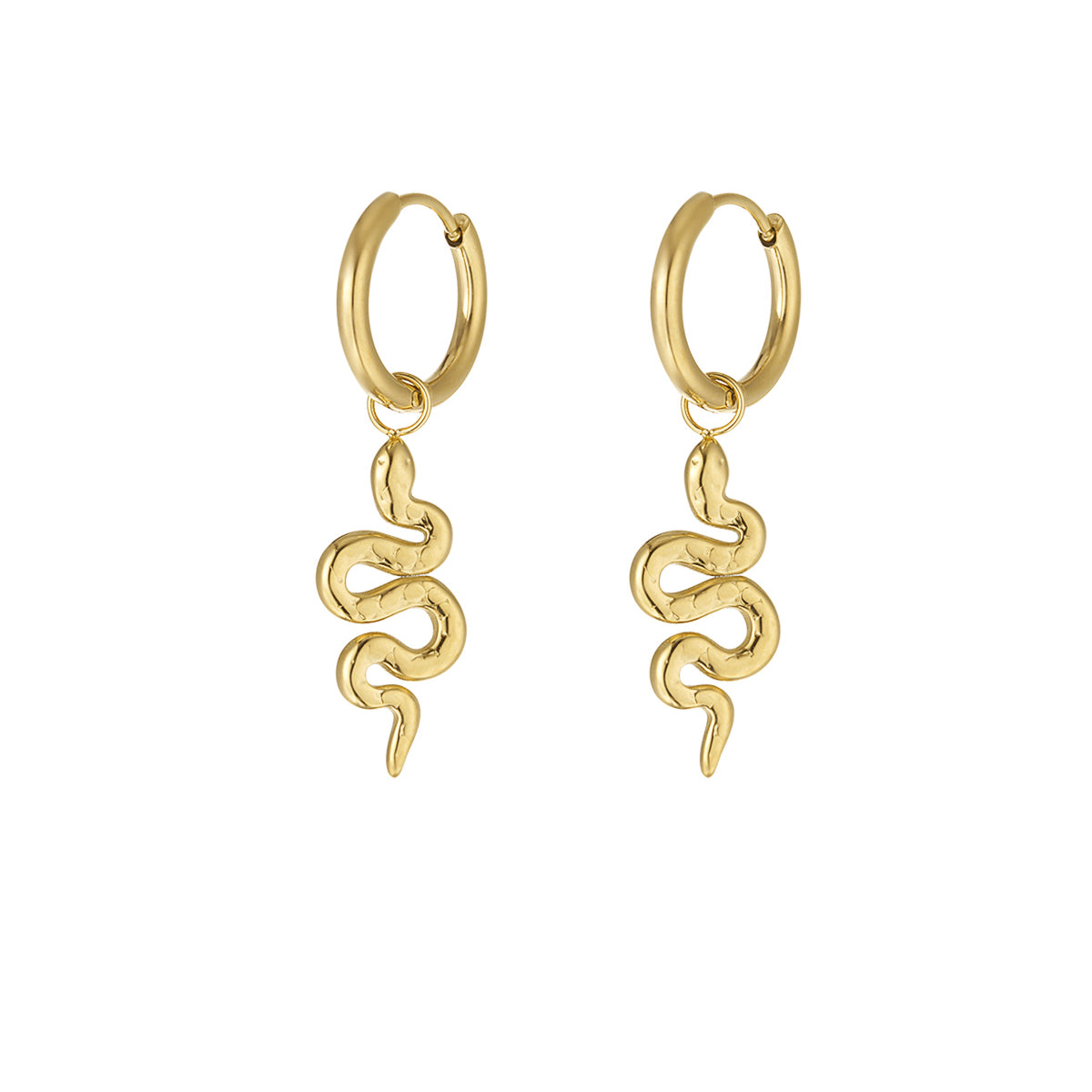 Gouden oorbellen met slang stainless steel
