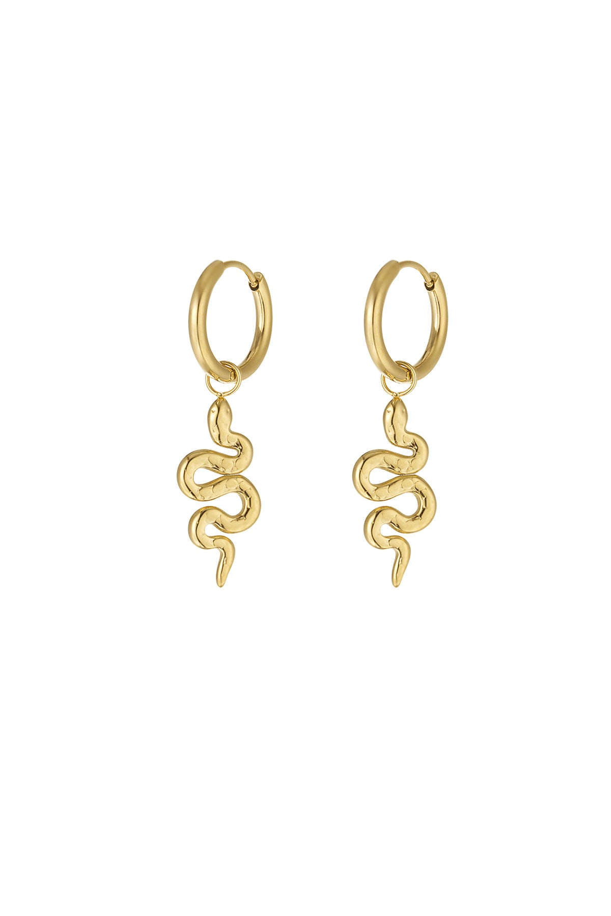 Gouden oorbellen met slang stainless steel
