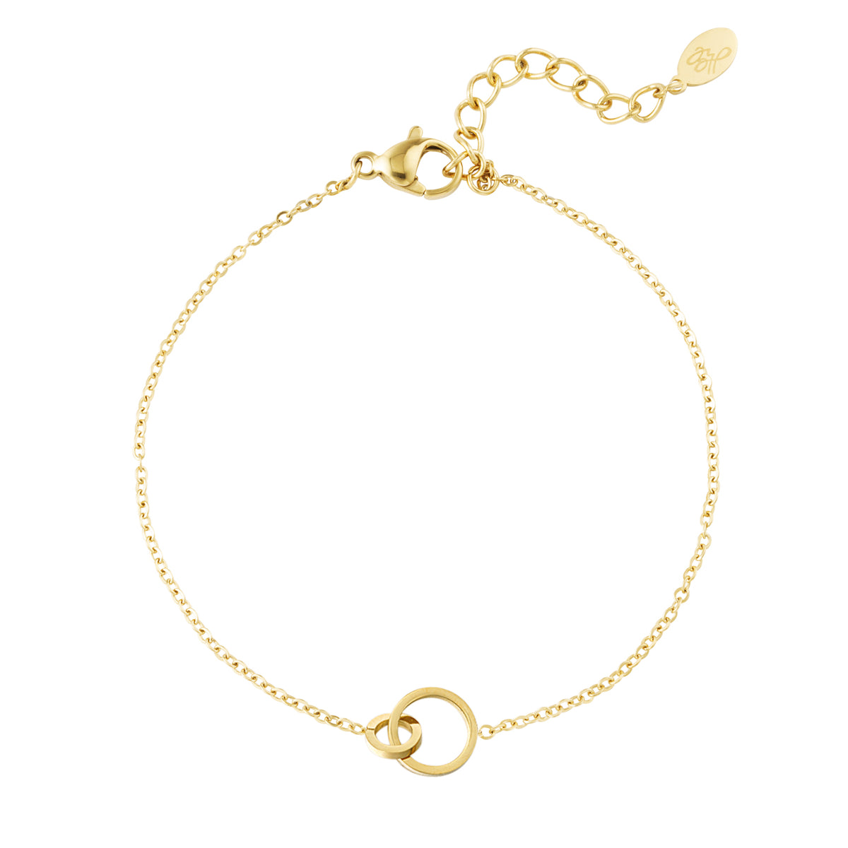 Minimalistische gouden armband met dubbele cirkel
