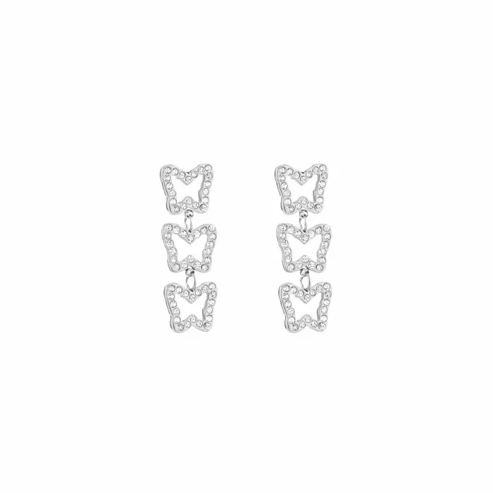 Oorbellen met drie vlinders en diamantjes