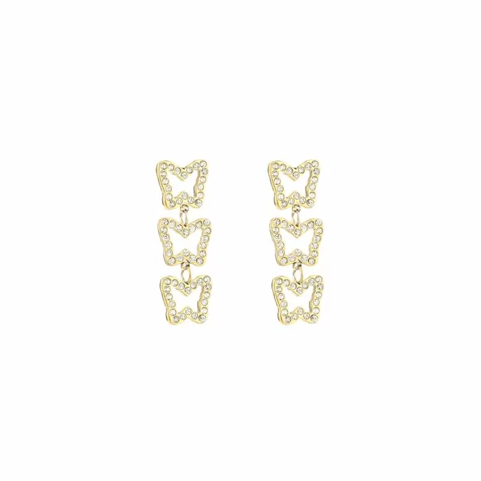 Oorbellen met drie vlinders en diamantjes