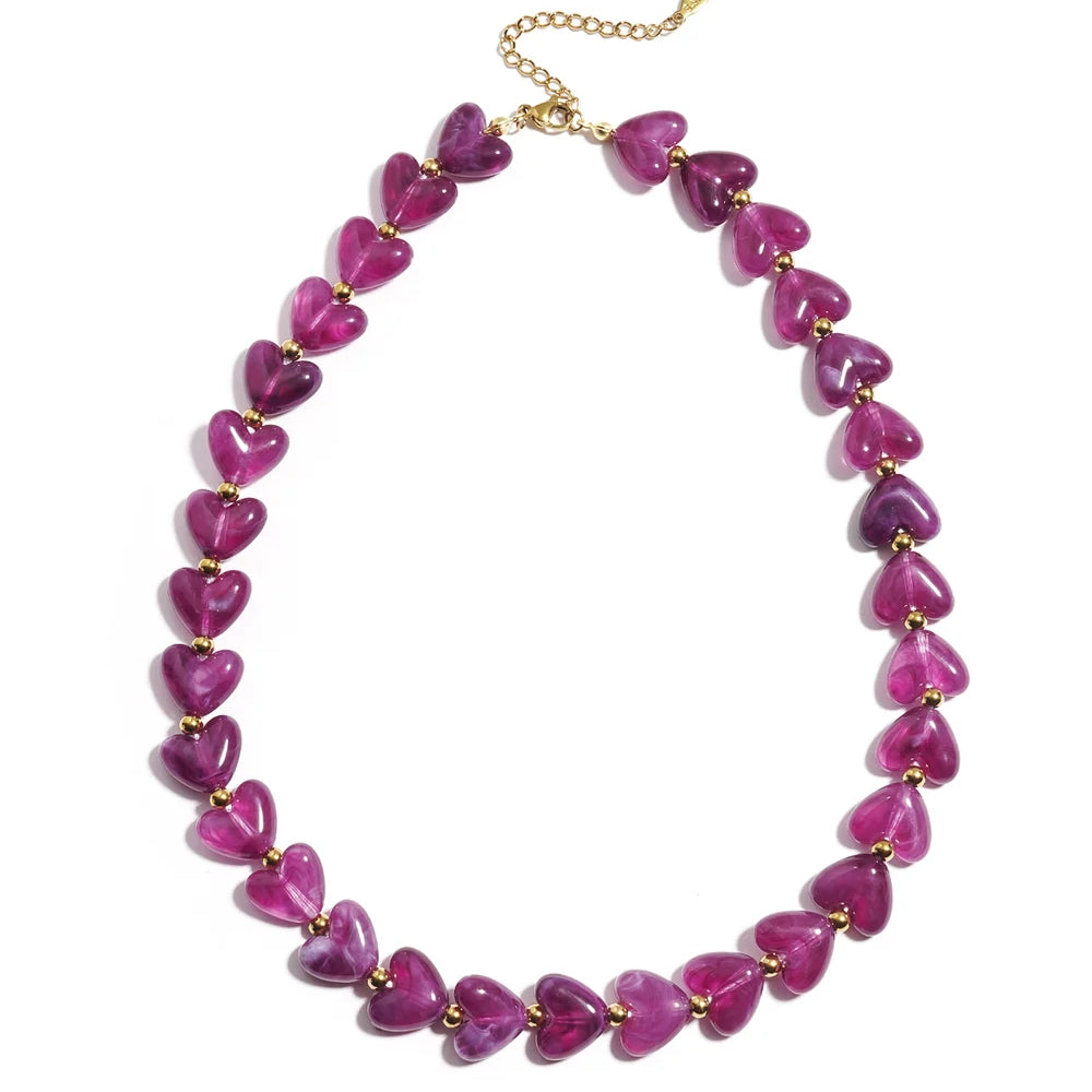 Statement ketting kralen met hartjes