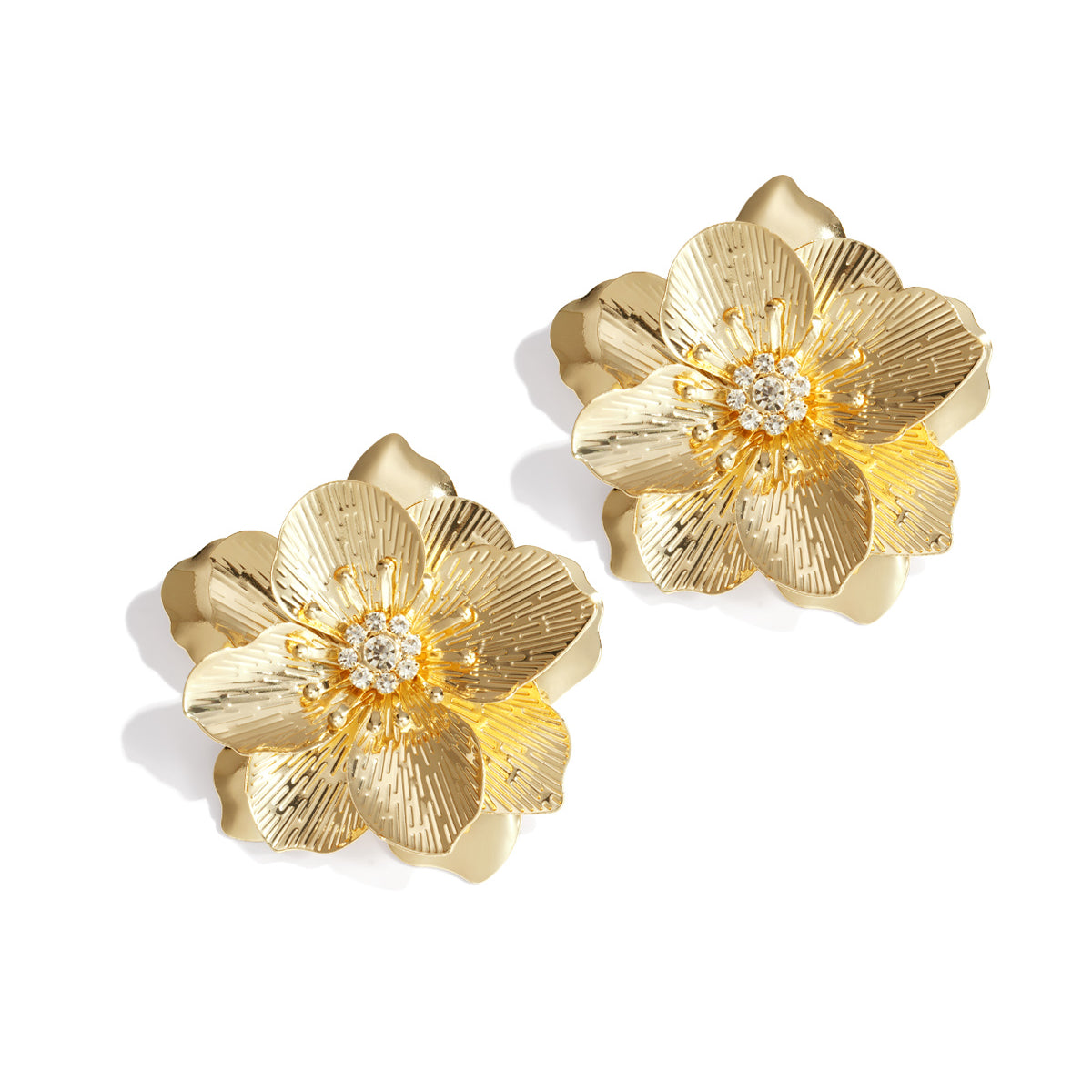 Statement oorbellen bloem en steentjes