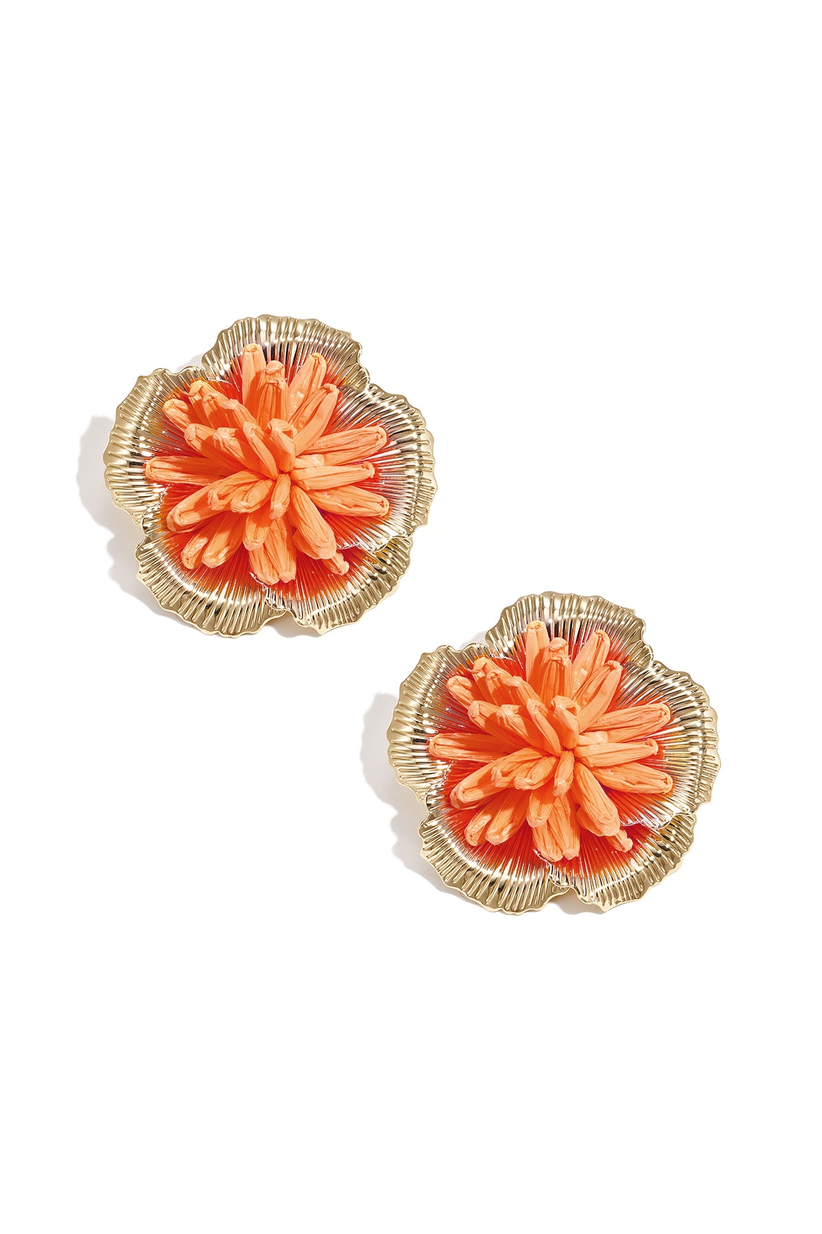 Statement oorbellen oranje bloem