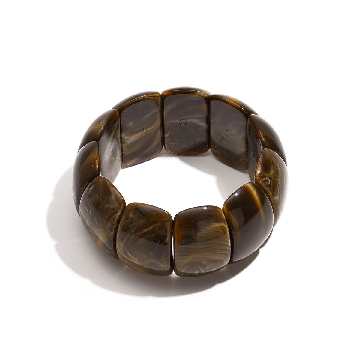 Statement armband met donkerbruine gemarmerde schakels en hoogglans afwerking