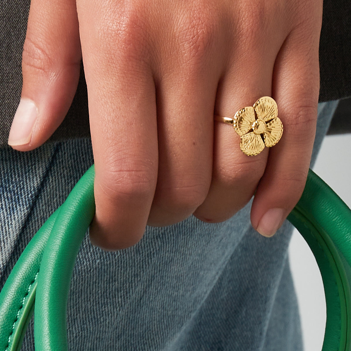 Verstelbare ring statement klaver