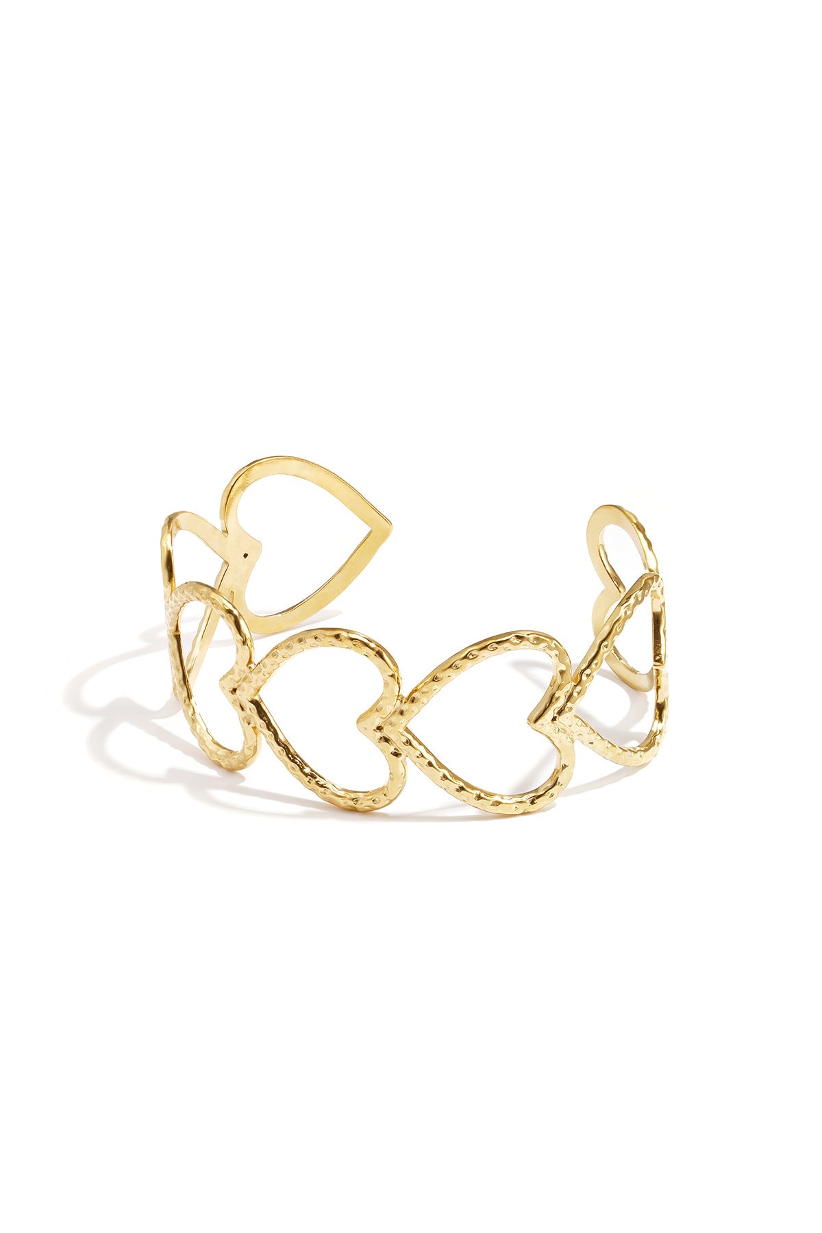 Goudkleurige bangle met open hartjes