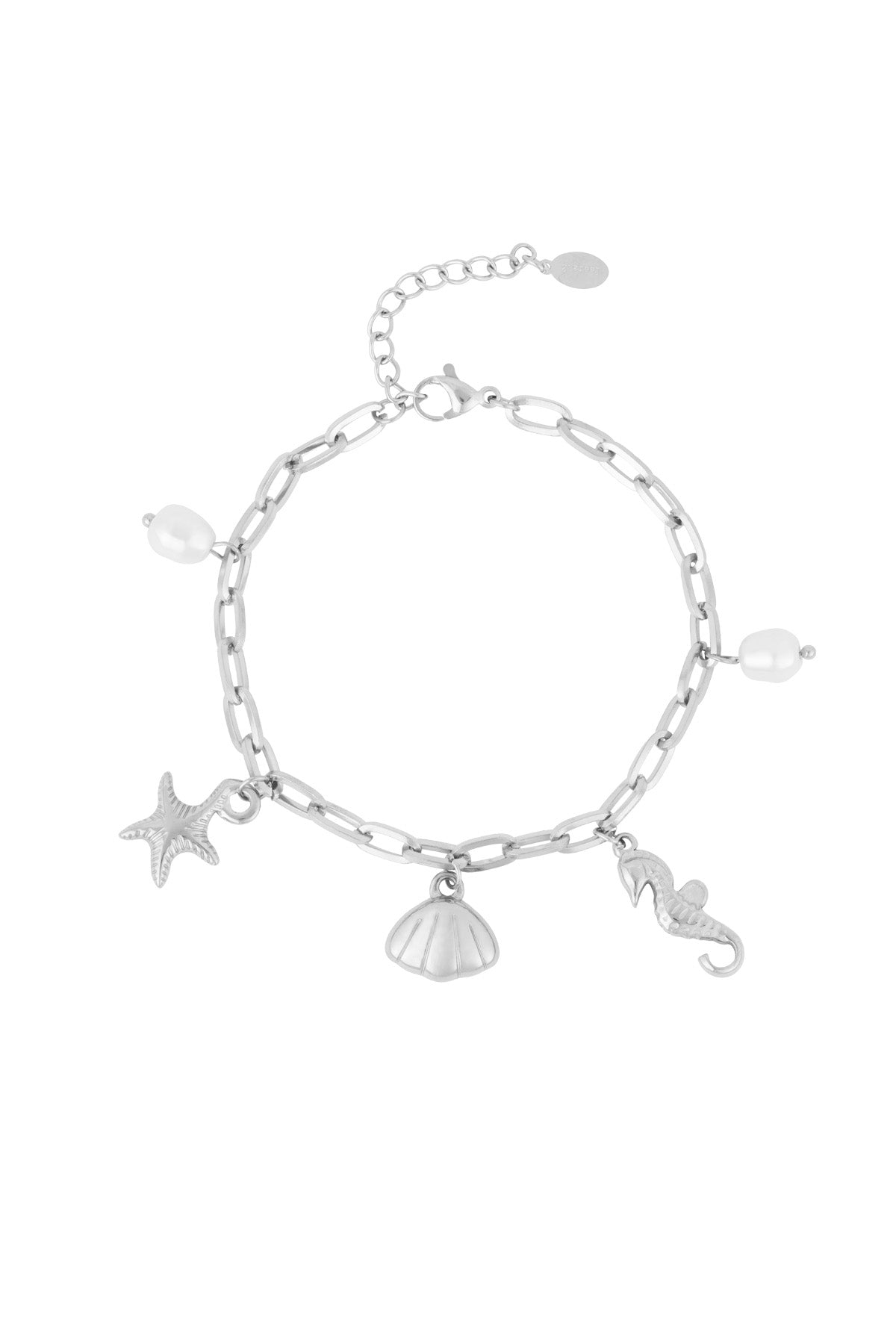 Bedelarmband met zee bedels en parels