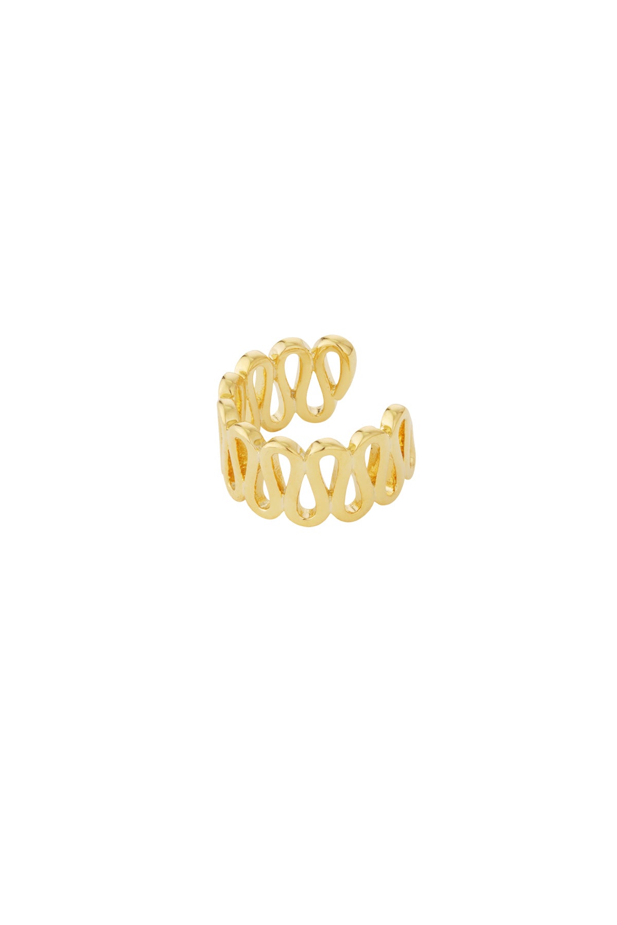 Goudkleurige premium stainless steel ear cuff met open design 