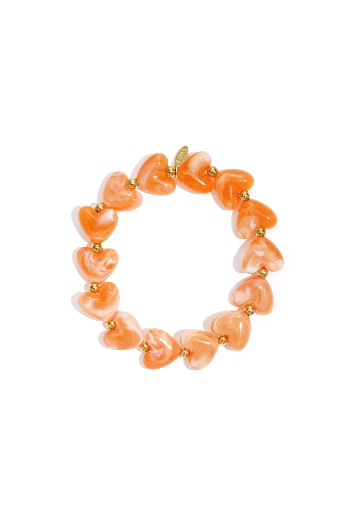 Hartjes kralenarmband oranje