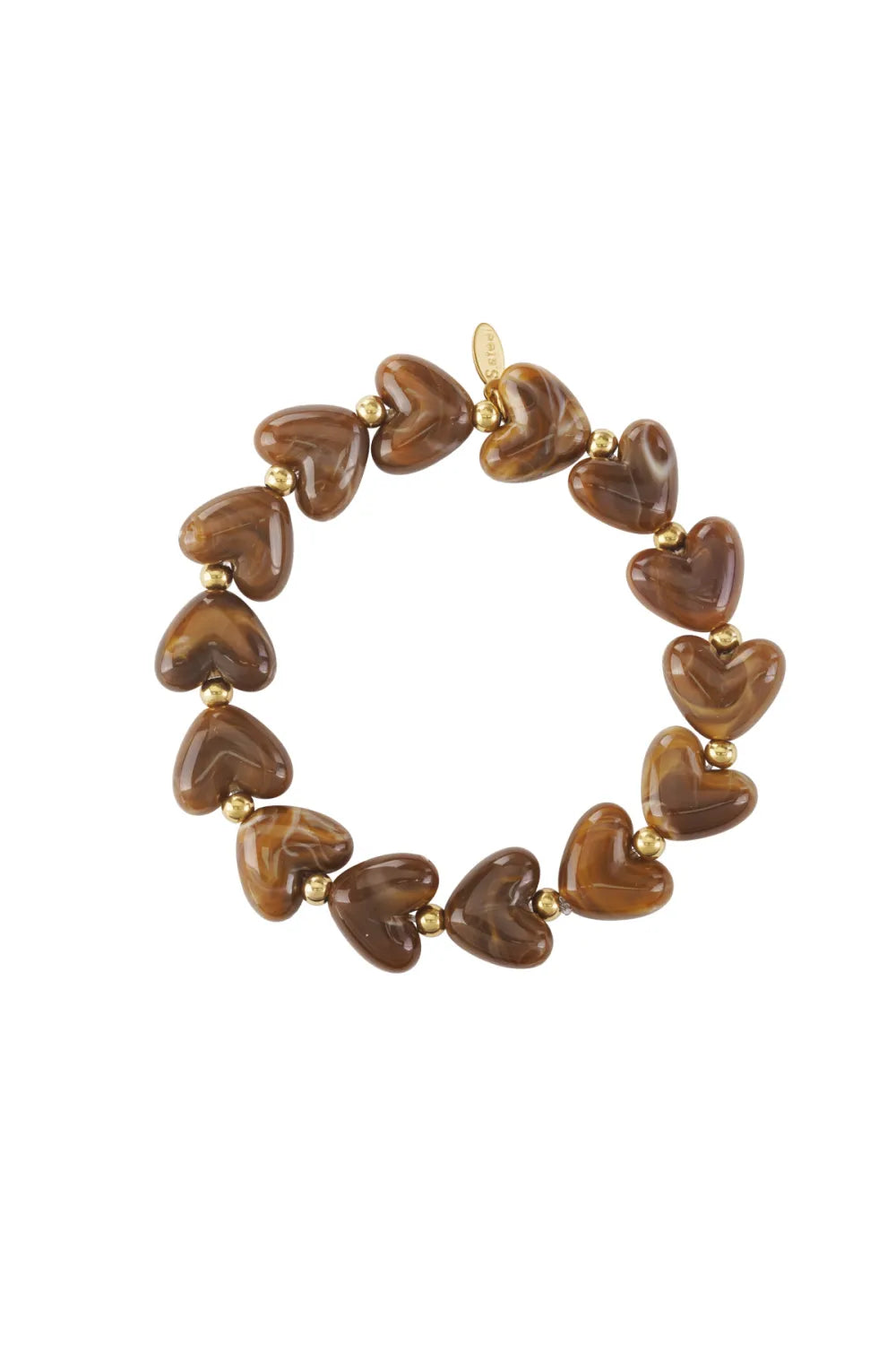 Hartjes kralenarmband bruin