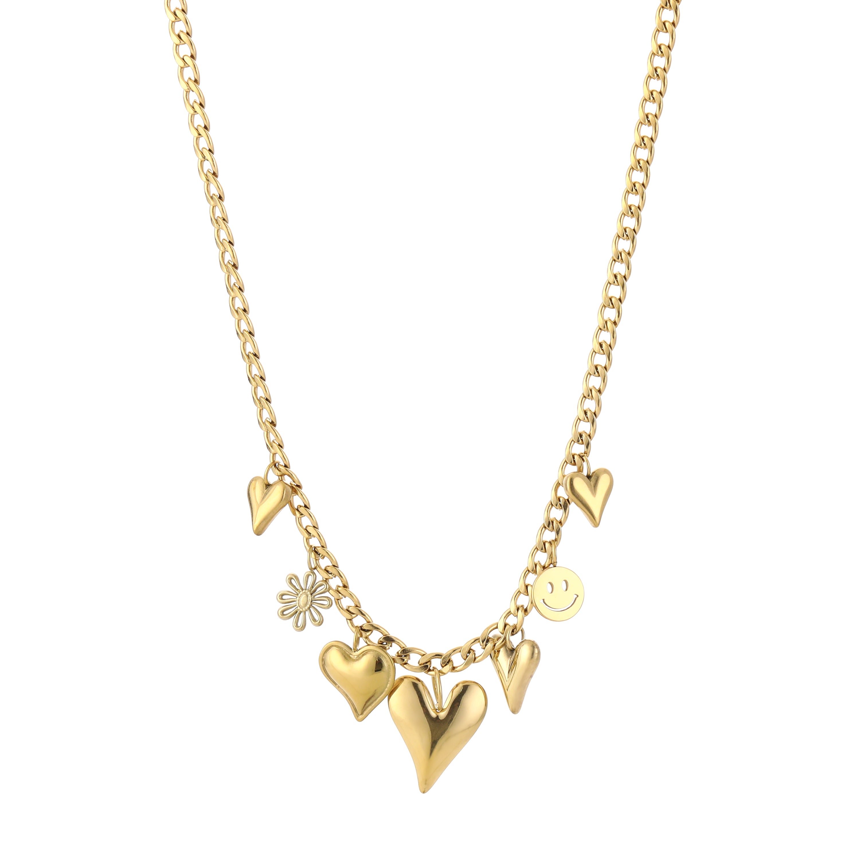 Ketting met bedels hartjes