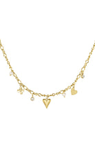 Ketting met bedels hartjes en bloemen