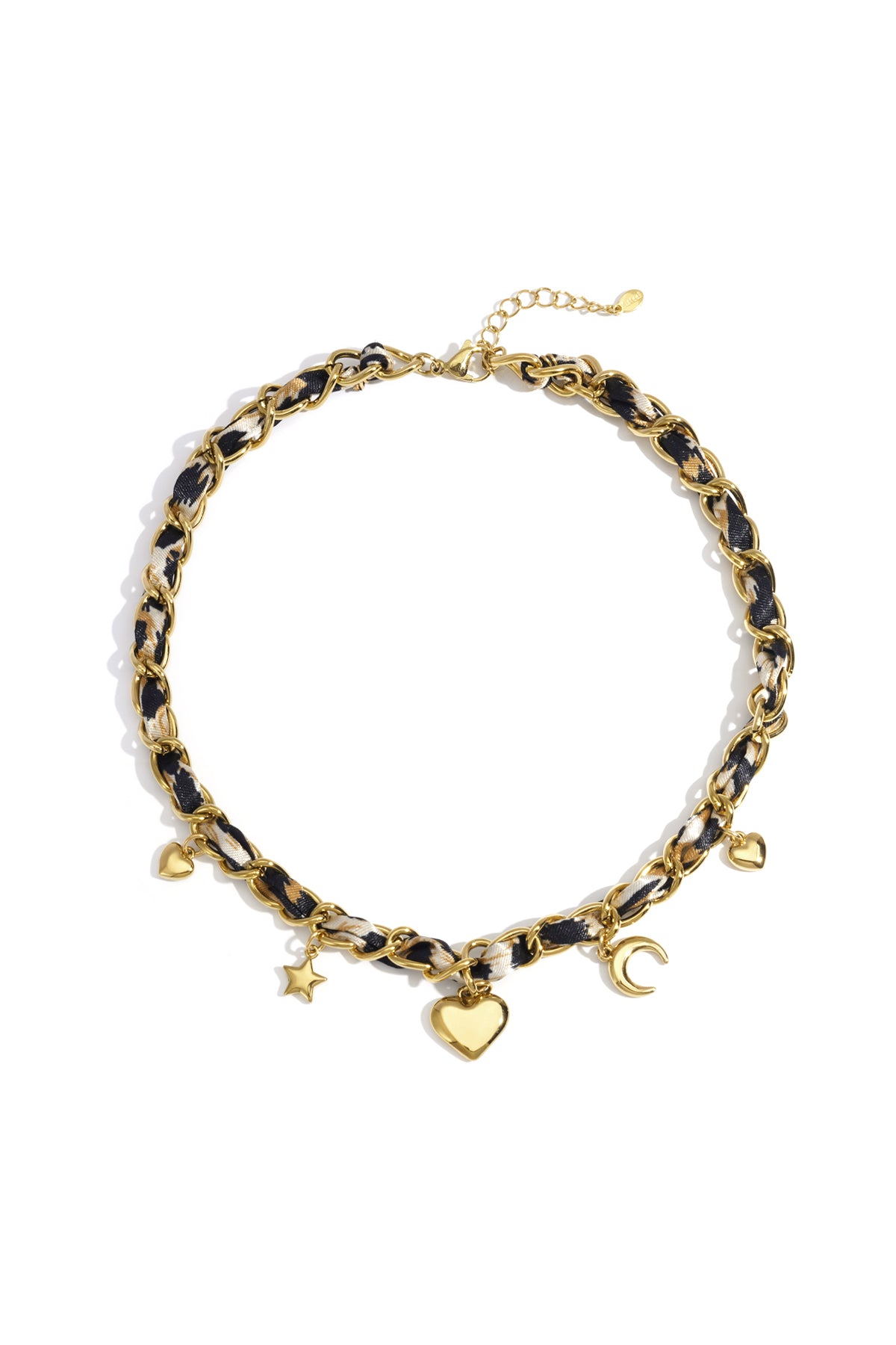 Koord ketting panterprint met bedels