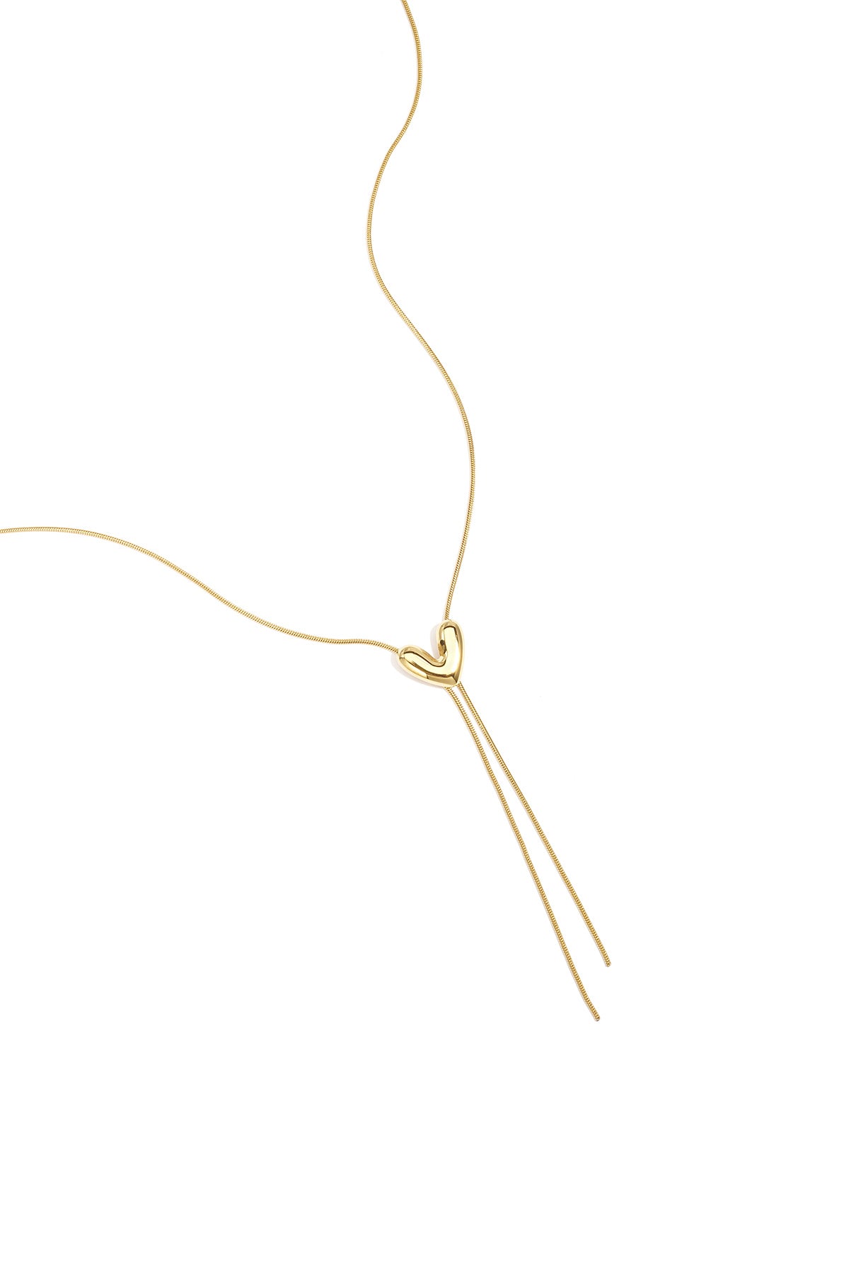 Goudkleurige premium stainless steel Y-ketting met hartje 