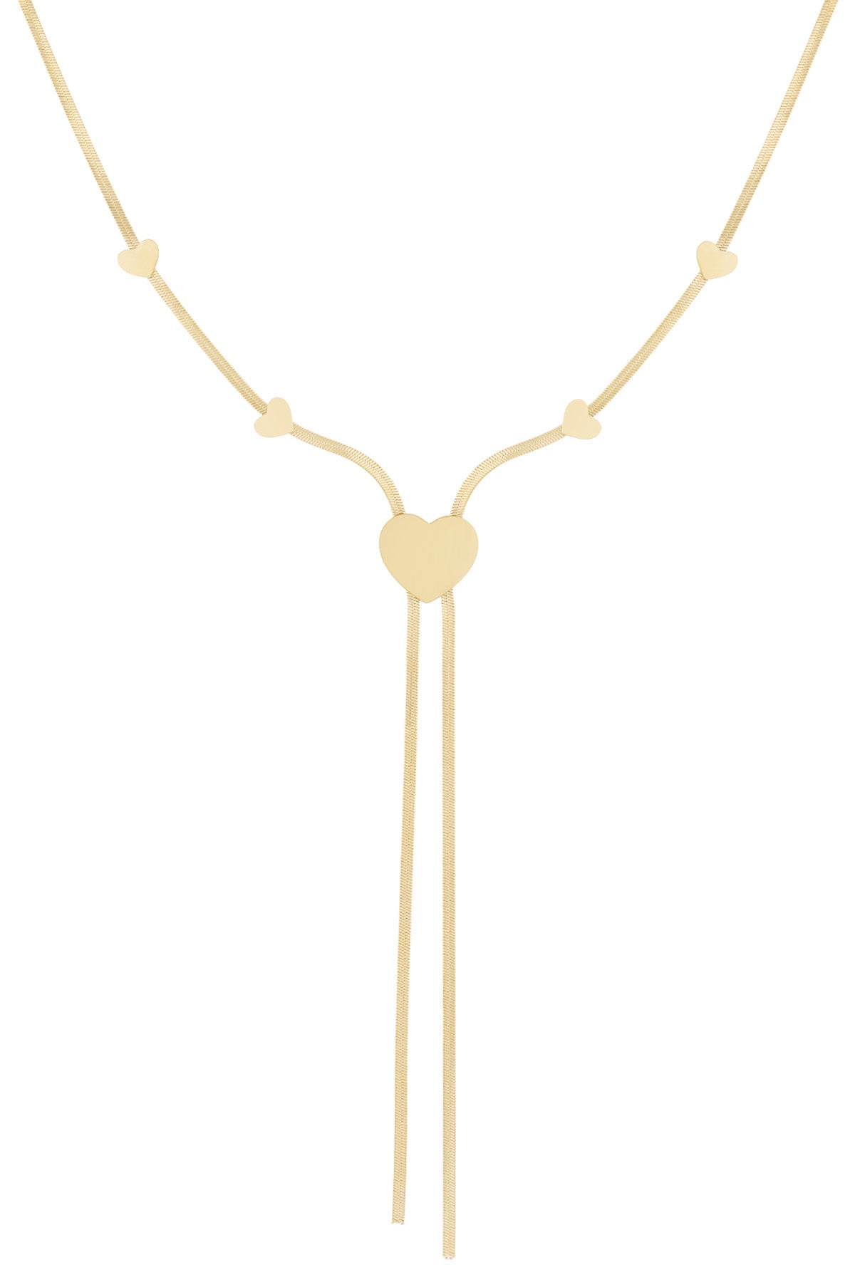 Lange ketting met hartjes goud