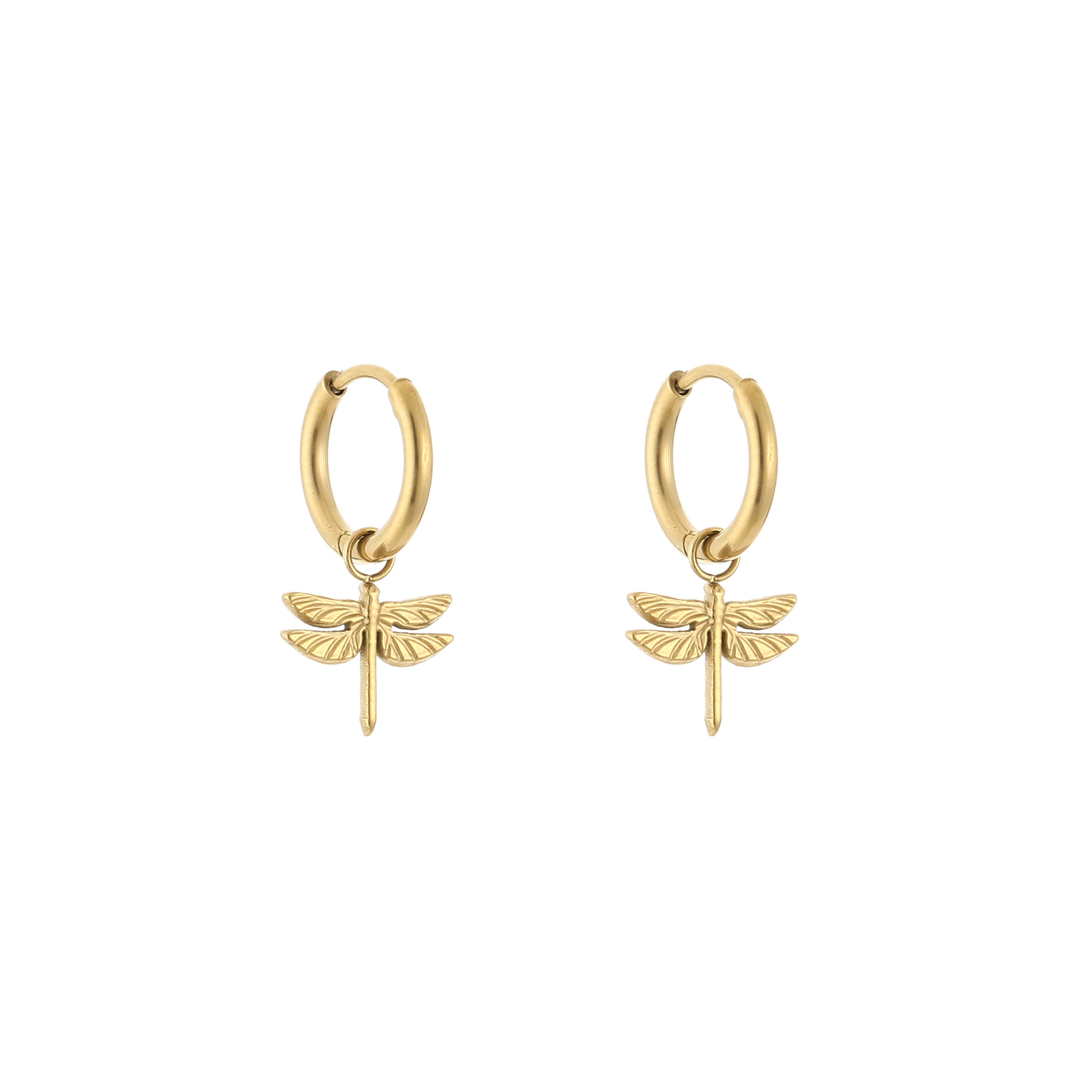 Minimalistische oorbellen libelle goud