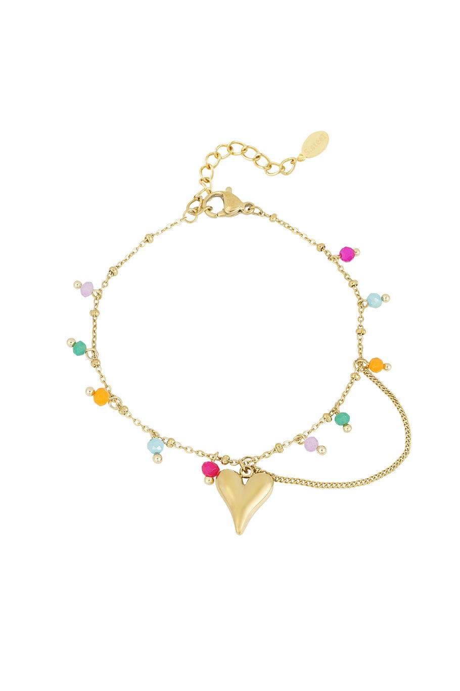 Minimalistische armband hartje en gekleurde kralen