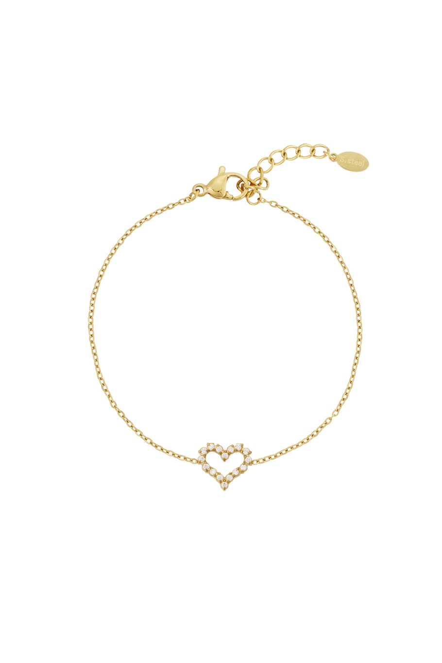 Minimalistische armband hartje en steentjes