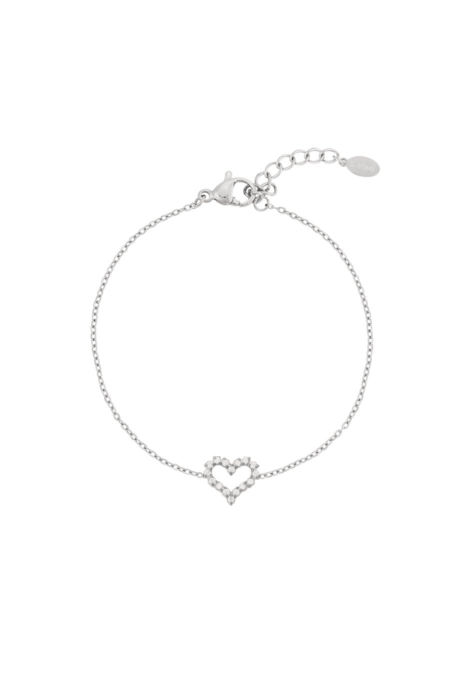 Minimalistische armband hartje en steentjes