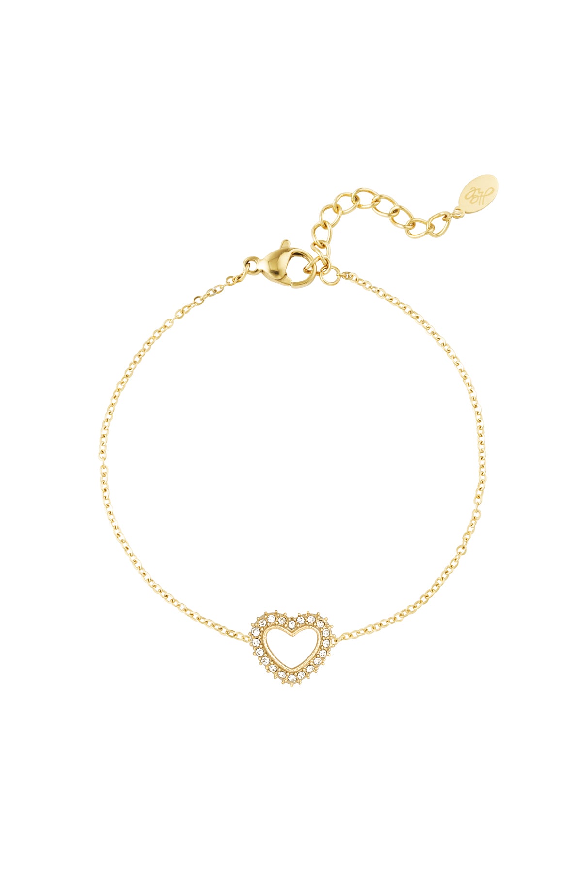 Minimalistische armband met open hartje en steentjes