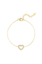 Minimalistische armband met open hartje en steentjes