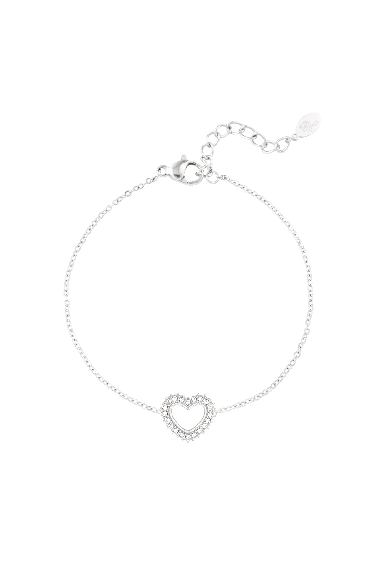Minimalistische armband met open hartje en steentjes