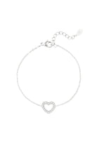 Minimalistische armband met open hartje en steentjes