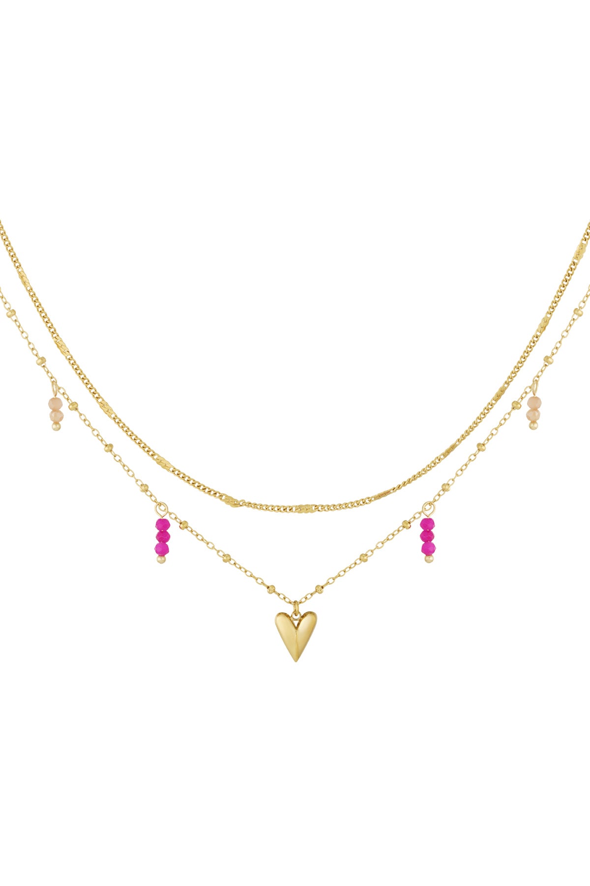 Minimalistische ketting dubbellaags met hartje