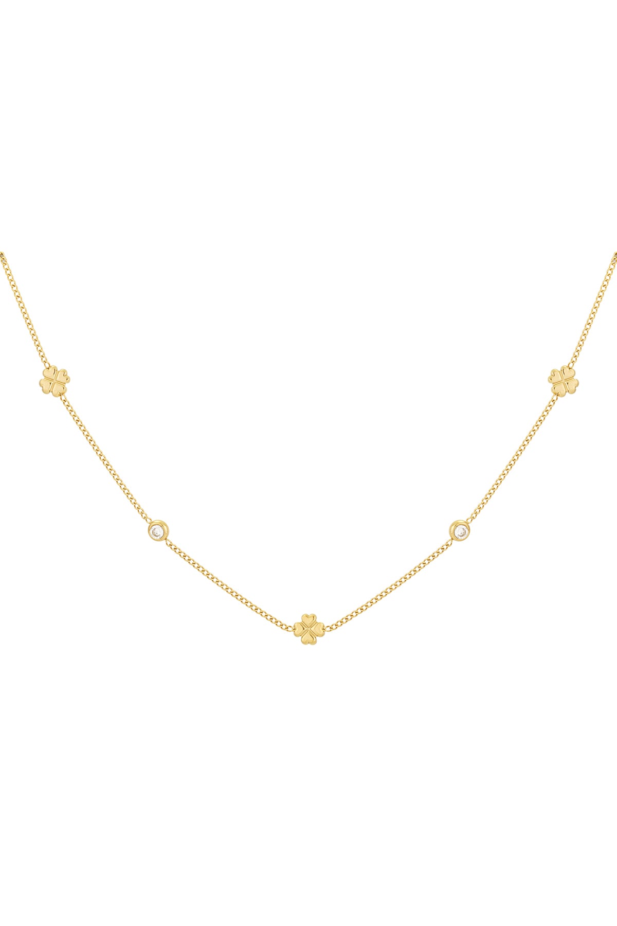 Minimalistische ketting klavertjes en steentjes