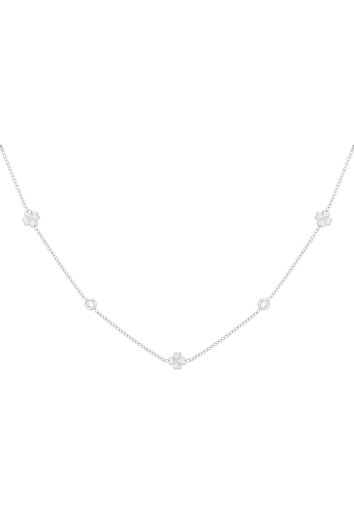 Minimalistische ketting klavertjes en steentjes