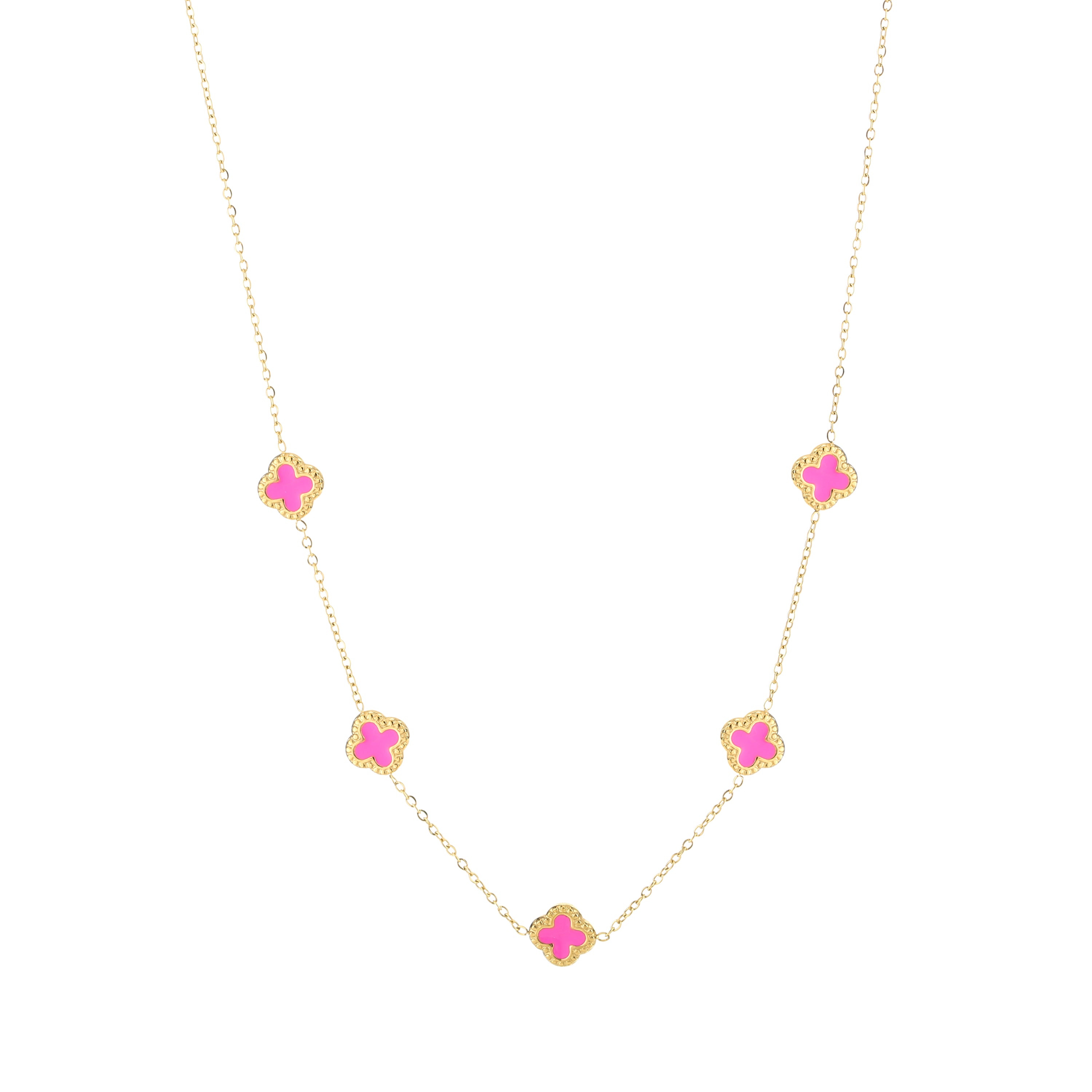 Minimalistische ketting gekleurde klavertjes